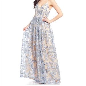 Dillards- blue embroidered gown. Size 5